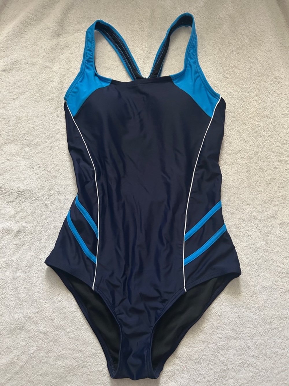 Speedo Navy and Teal Athletic One-Piece Swimsuit